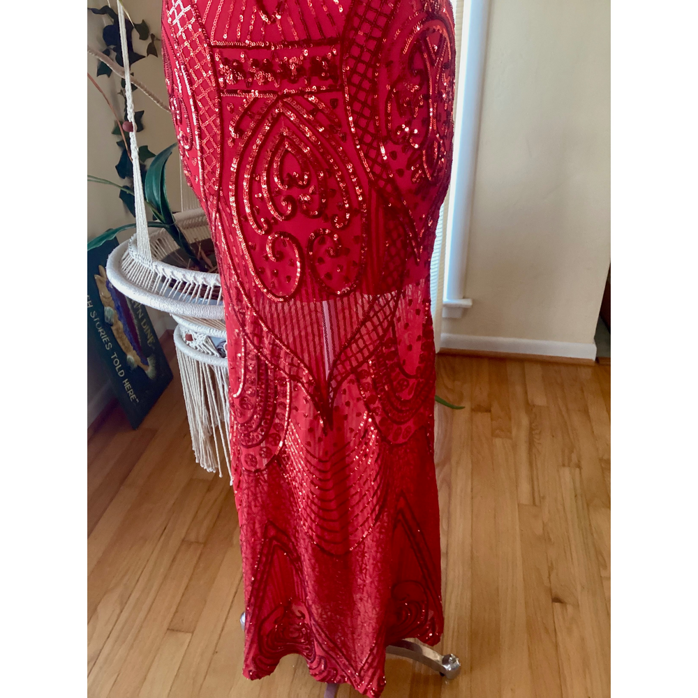 Windsor Red Sequin Maxi Dress size Small, NWT - Picture 7 of 7
